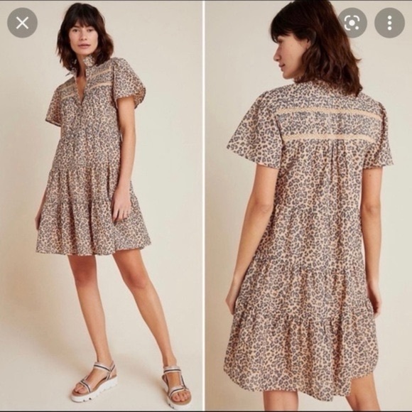 Anthropologie Dresses & Skirts - Anthropologie Georgina Tiered Mini Leopard Dress 🤎
